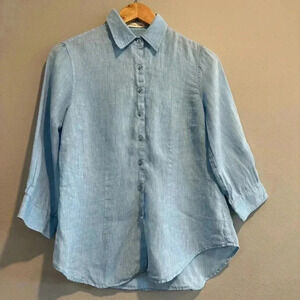 Coldwater Creek Linen Blouse Beachy Coastal S Petite 6-8